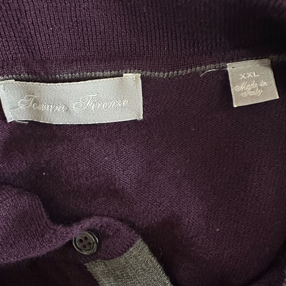 Toscano Firenze Polo Sweater 100% Merino Wool Made In Italy Men's XXL Purple - Picture 4 of 5